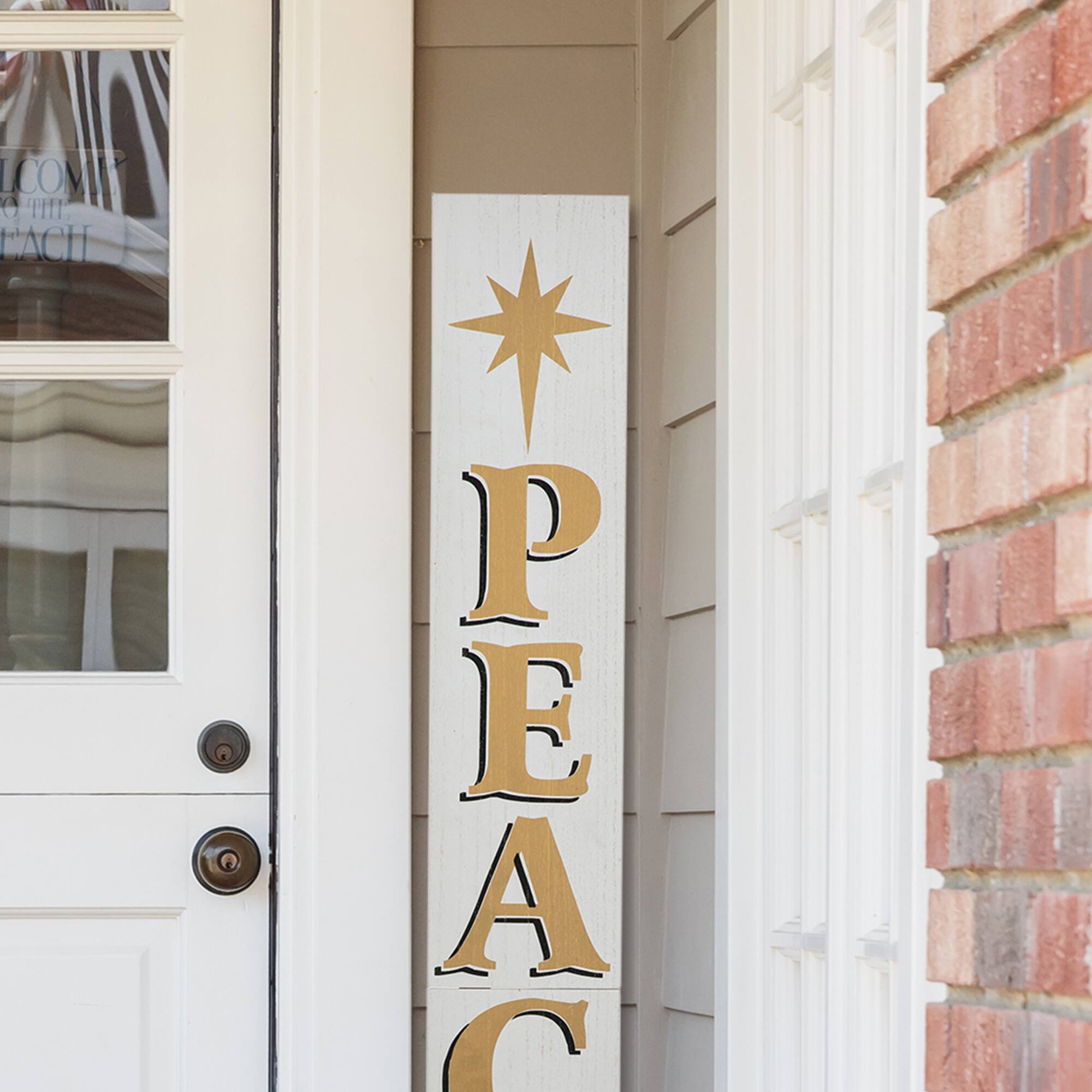 Glitzhome® 60'' PEACE Nativity Wooden Porch Sign